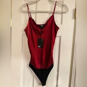 NWT PAIGE Giovanna silk thong bodysuit - deep garnet - size small